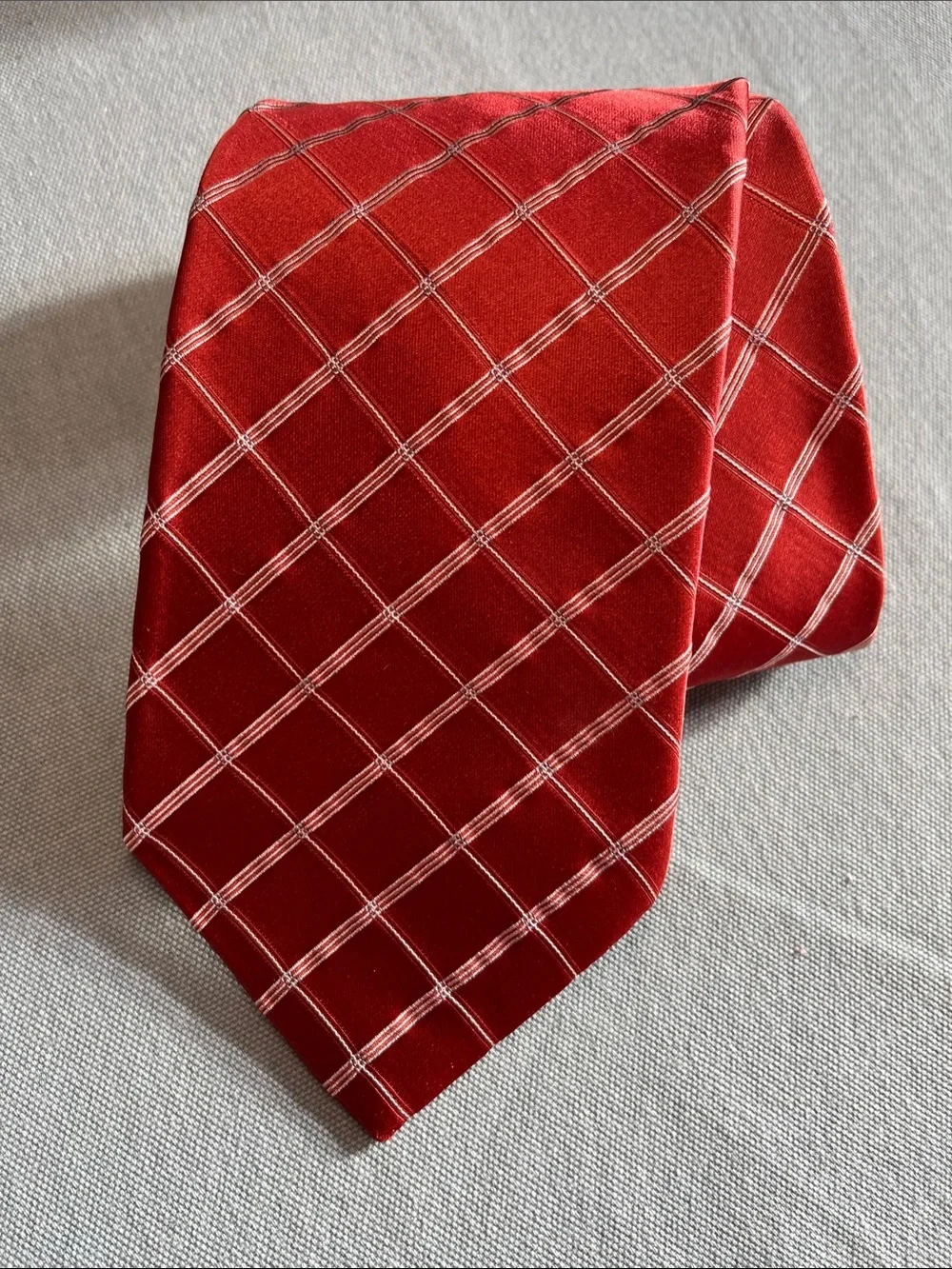 DKNY Classic Burnt Orange Red Windowpane Men's Tie